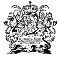 Schwarzweiß-Logo der „Gesellschaft der Freunde der Bayerischen Akademie der Wissenschaften“ 