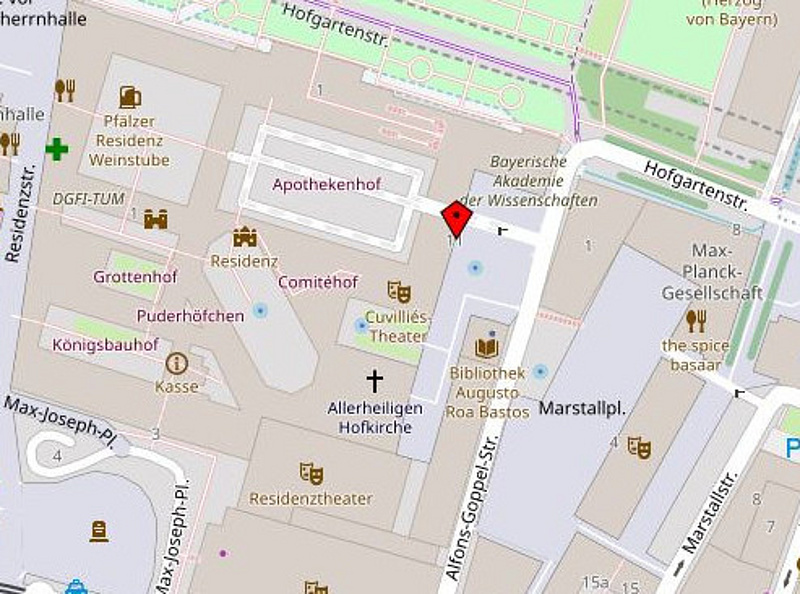 Lageplan der Bayerischen Akademie der Wissenschaften (Alfons-Goppel-Straße 11)
