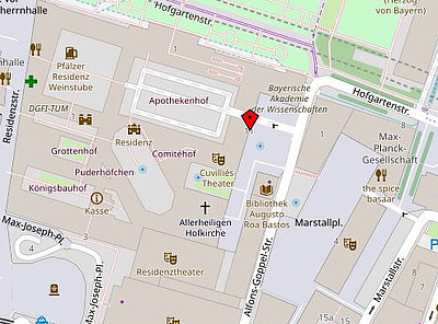Lageplan der Bayerischen Akademie der Wissenschaften (Alfons-Goppel-Straße 11)