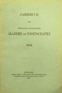 Titelblatt des ersten Jahrbuchs der Akademie aus dem Jahr 1912