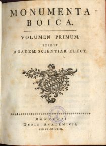 Abbildung des Covers der Monumenta Boica, 1763