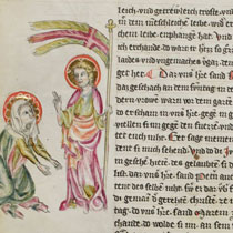 Abbildung eines Bibelausschnittes für Laien aus dem 14. Jahrhundert